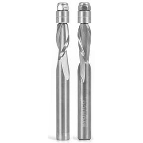 Flush Trim Solid Carbide Spiral Router Bit 2 Bit 1/4" X 5/8" Set - 1/4" Shank - Yonico 14222q