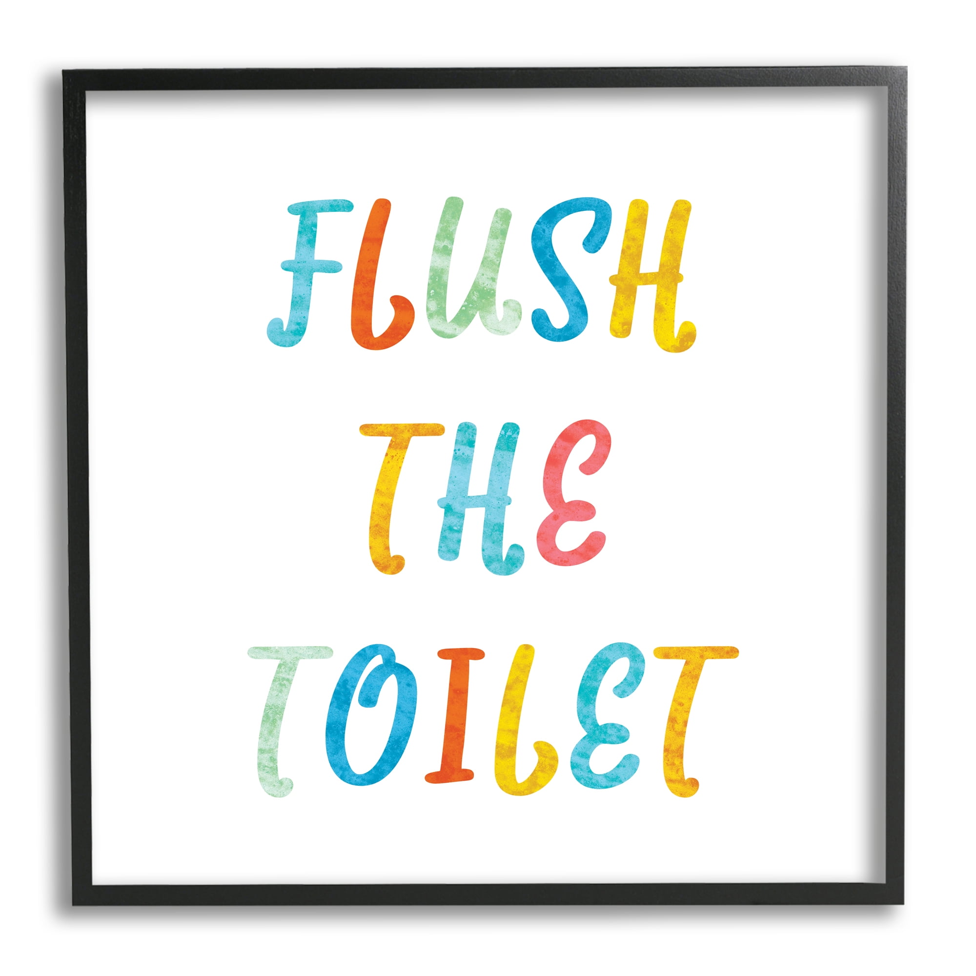 Flush the Toilet Bathroom Rules Kids Typography Typography Framed Art Print Wall Art, 17x17