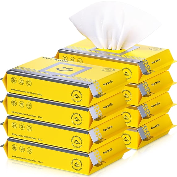 Flushable Butt Wipes for Adults, XL Plant-Based Wet Wipes, 99% Water Unscented Sensitive Skin, Septic Safe Toilet Wipes, Extra Large 6×8", 8 Pack 320 Count, Bathroom Essentials