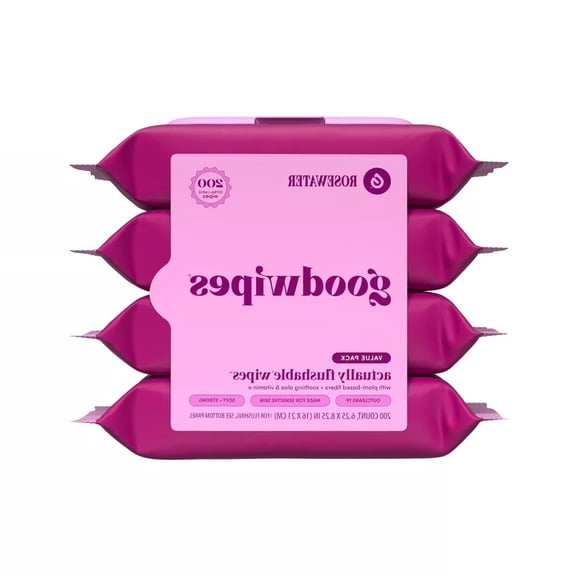 Flushable Personal Wipes - Rosewater - 50ct/4pk