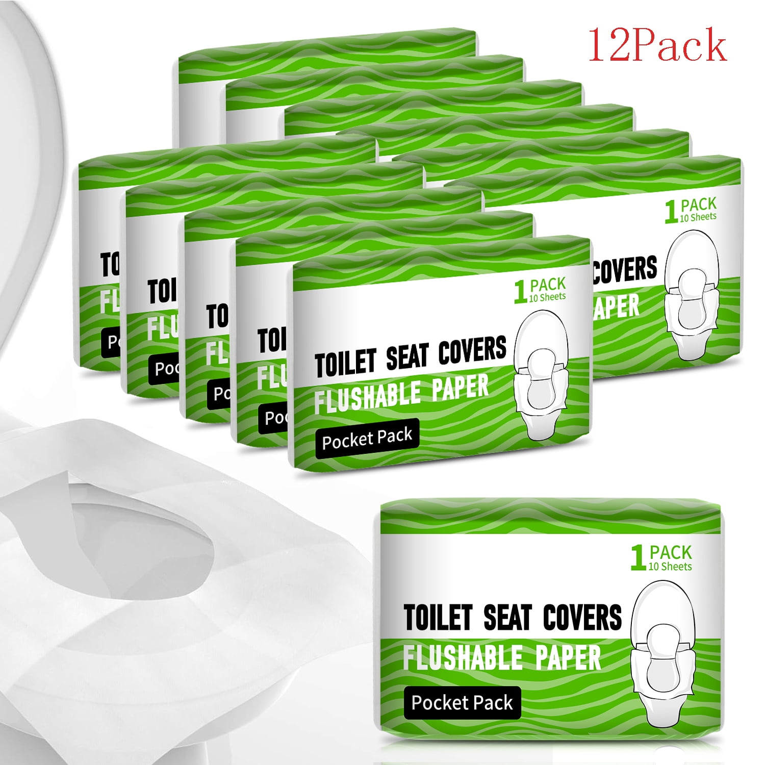 Flushable Water-Soluble Toilet Seat Covers (120 Pack) - Disposable Toilet Paper Liners for Kids Potty Training, Adults & Travelers - Public Restroom & Camping Essentials