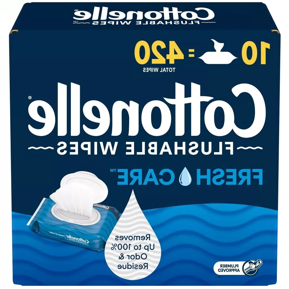 Flushable Wet Wipes - 10pk/42ct: Hypoallergenic, Non-Toxic, Water-Based, Cotton Material