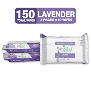 Simpleaf Flushable Wet Wipes, Lavender Scent, Adult Toilet Wipes, 3 x 50 Count Packs