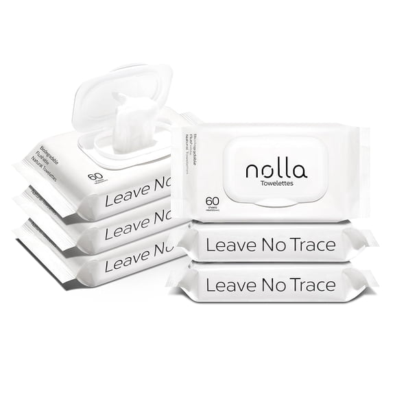 Flushable Wipes, 100% Plant-Based, Plastic-Free and Biodegradable - For Adults and Kids - Unscented + Soothing e and Vitamin E 360 Count (6 Packs of 60)