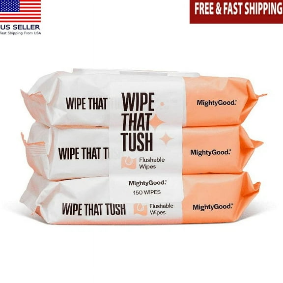 Flushable Wipes Hypoallergenic Aloe Infused Unscented 150 Count 3 Pack New