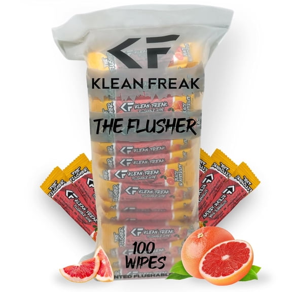 Flushable Wipes for Adults and Kids Unscented or Juicy Grapefruit Scent 100% Biodegradable Individually Wrapped 100 Count