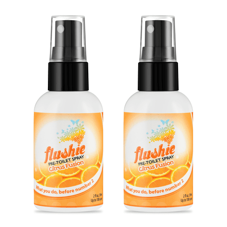 Flushie Pre-Toilet Spray No Smell Pre Poop Toilet Spray For Poop Odor Eliminating Air Freshener, Travel Size, Citrus Fusion, 2 oz - 2 Pack