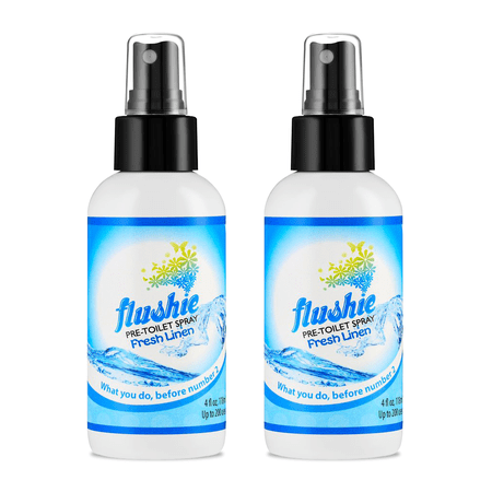 Flushie Pre-Toilet Spray No Smell Pre Poop Toilet Spray For Poop Odor Eliminating Air Freshener, Travel Size, Fresh Linen, 4 oz - 2 Pack