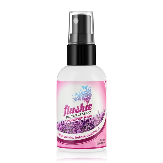 Flushie Pre-Toilet Spray No Smell Pre Poop Toilet Spray For Poop Odor Eliminating Air Freshener, Travel Size, Lavender Rain, 2 oz