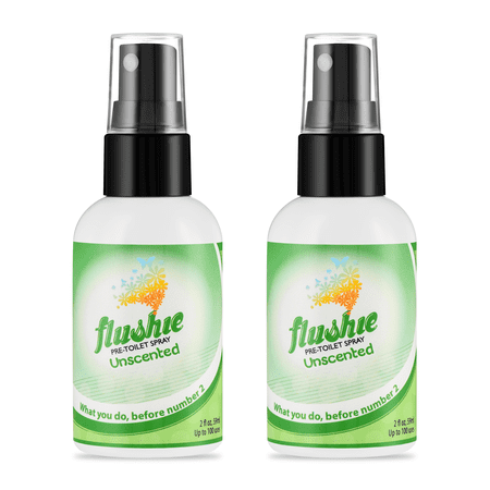 Flushie Pre-Toilet Spray No Smell Pre Poop Toilet Spray For Poop Odor Eliminating Air Freshener, Travel Size, Unscented, 2 oz - 2 Pack