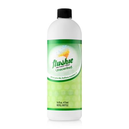 Flushie Pre-Toilet Spray Refill, No Smell Pre Poop Toilet Spray For Poop Odor Eliminating Air Freshener, Travel Size, Unscented, 16 oz