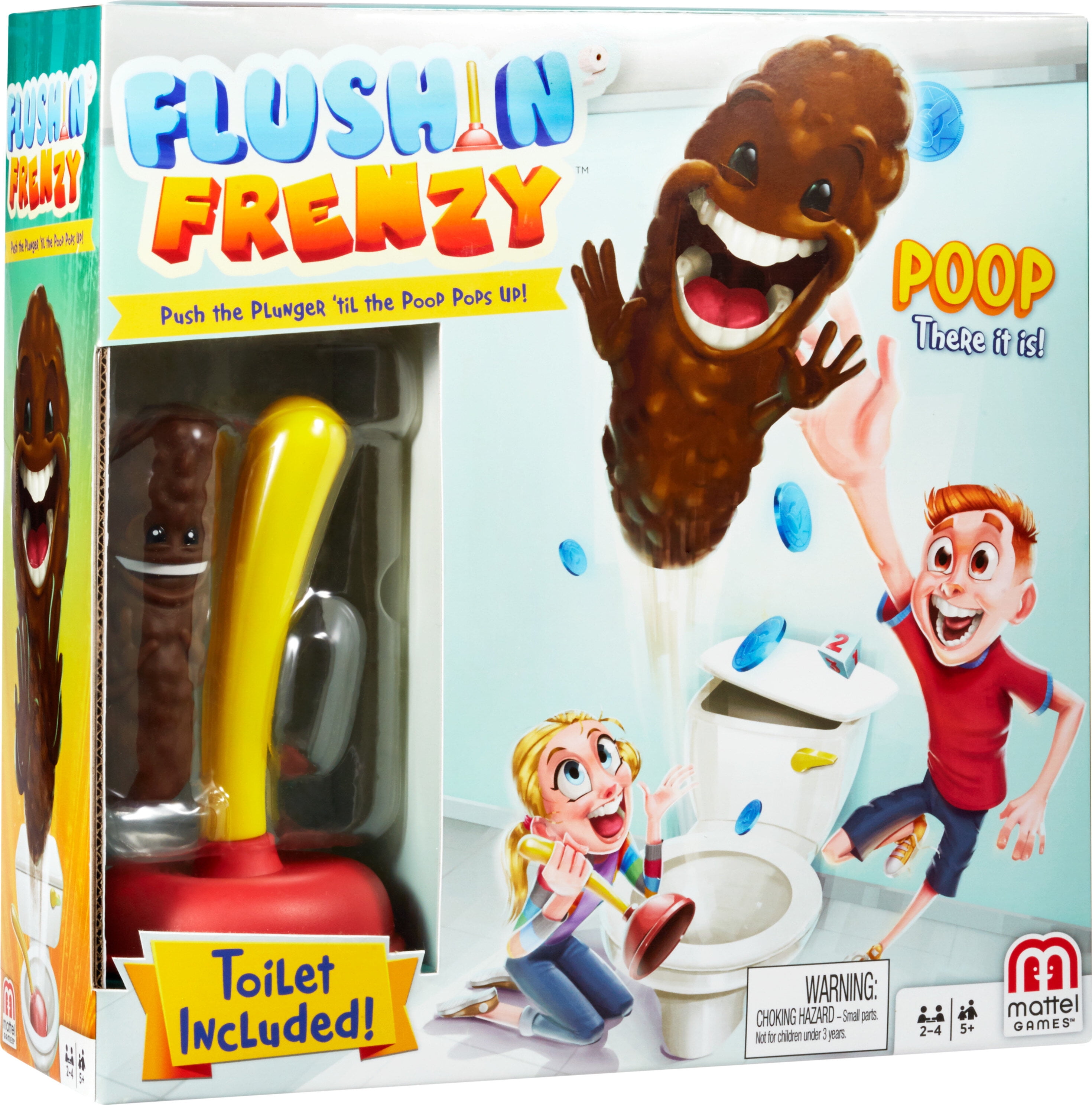 Creative Family Game Includes One Toilet,Two Launchers and 12 Soft Toy  Poops,Gift for Kids 4 5 6 7 8 Year Old