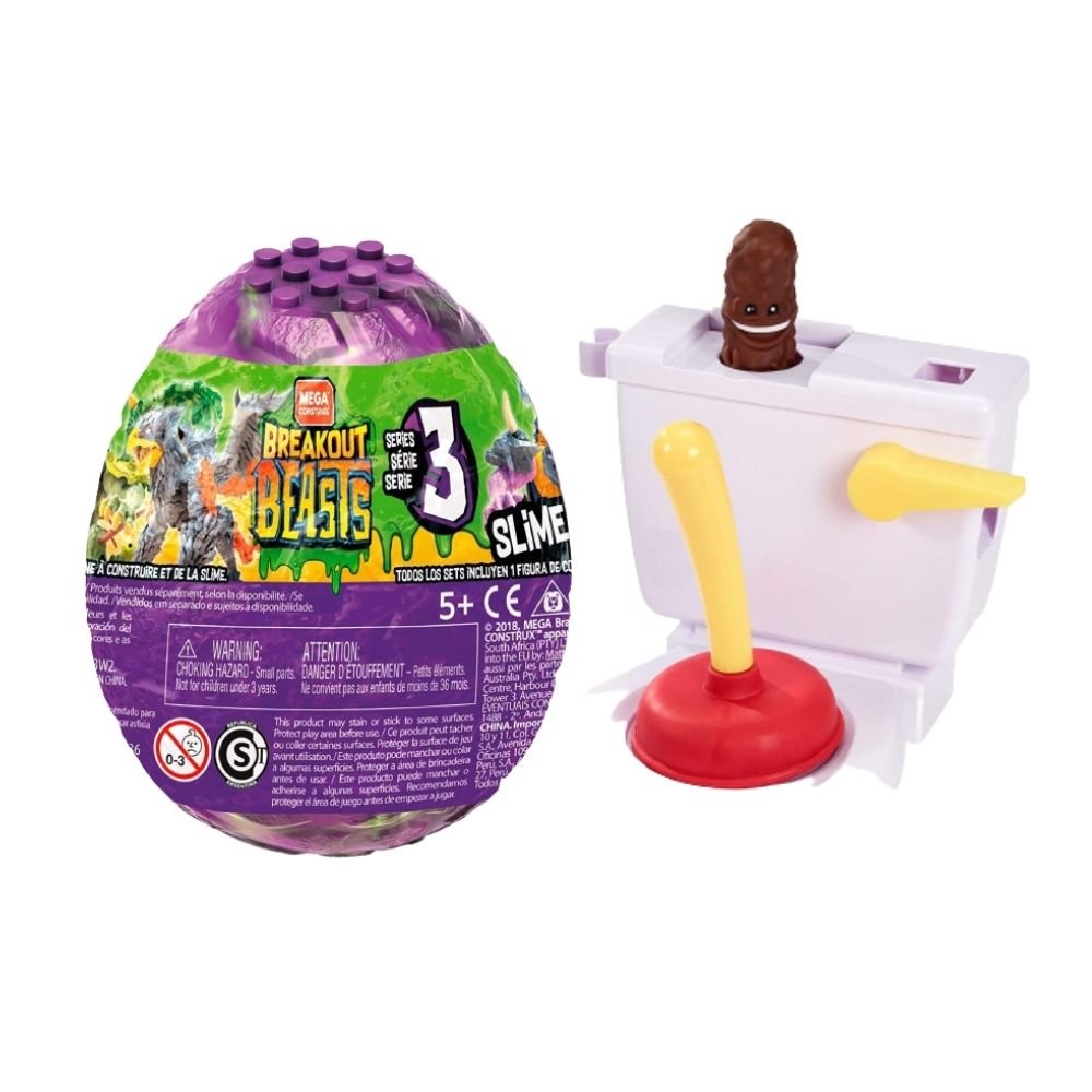 Flushin' Frenzy + Mega Construx Breakout Beasts Goldengrowl, Pack of 2