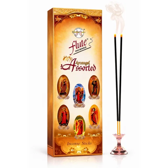 Flute Archangel Assorted Incense Sticks – Handcrafted Indian Aromatic Incense – Long Lasting Fragrance for Home, Meditation & Prayer – 6 Pack