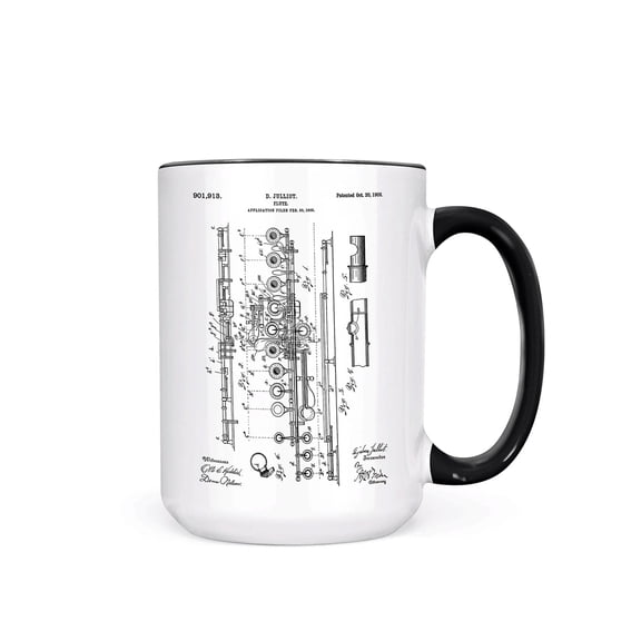 Flute Blueprint Coffee Mug Flute Player Gift