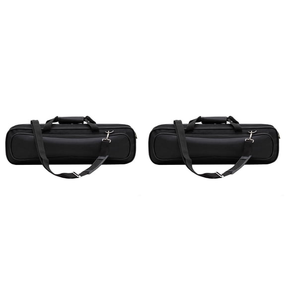 Flute Carrying Bag With Adjustable Shoulder Strap Water Proof Cloth Flute Storage Bagsr Flute Bag Flute Storage Pouch Zipper Carrying Bag Storage Bag Soprano, 18.5x4.72x3.94 inch, Black 2PCS