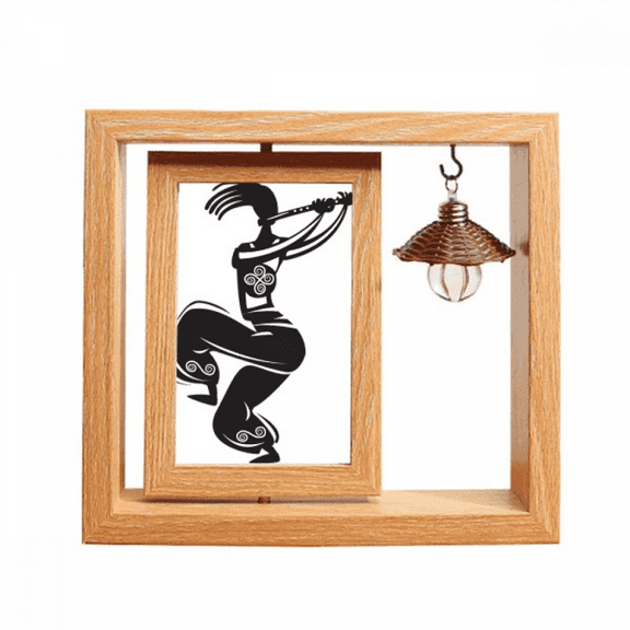 Flute Celebrate Outline Mexico Dance Mexican Wooden Rotating Picture Photo Frame 4x6