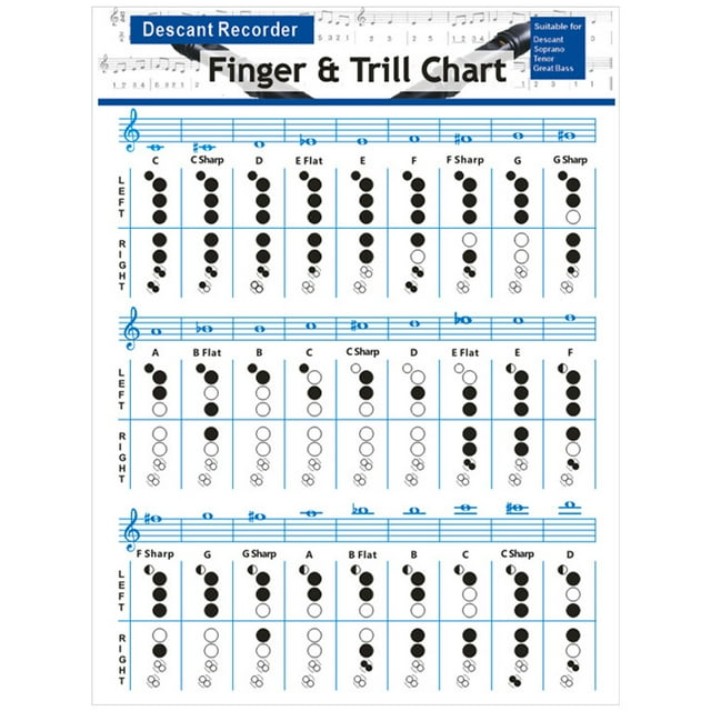 Flute Clarinet Finger Guide Chart Chord Poster Bass Clarinet Chord ...