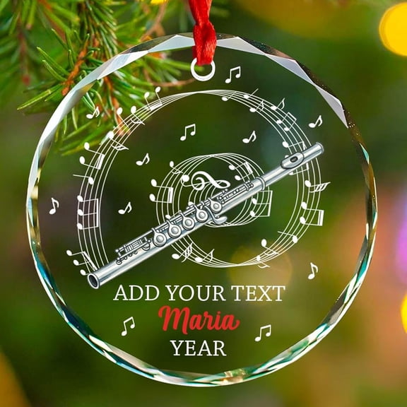 Flute Design Glass Christmas Ornament for Tree, Mom’s Day Keepsake, Festival Gift Ornament, Heirloom 2025, Valentine’s Day Decor, Christmas Tree Ornament for Family and Friends
