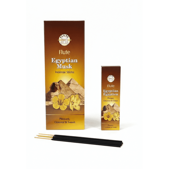 Flute Egyptian Musk Incense Sticks 6 Packs (120 Sticks Total) Long Lasting Oriental & Sweet Fragrance for Meditation, Relaxation & Home Use