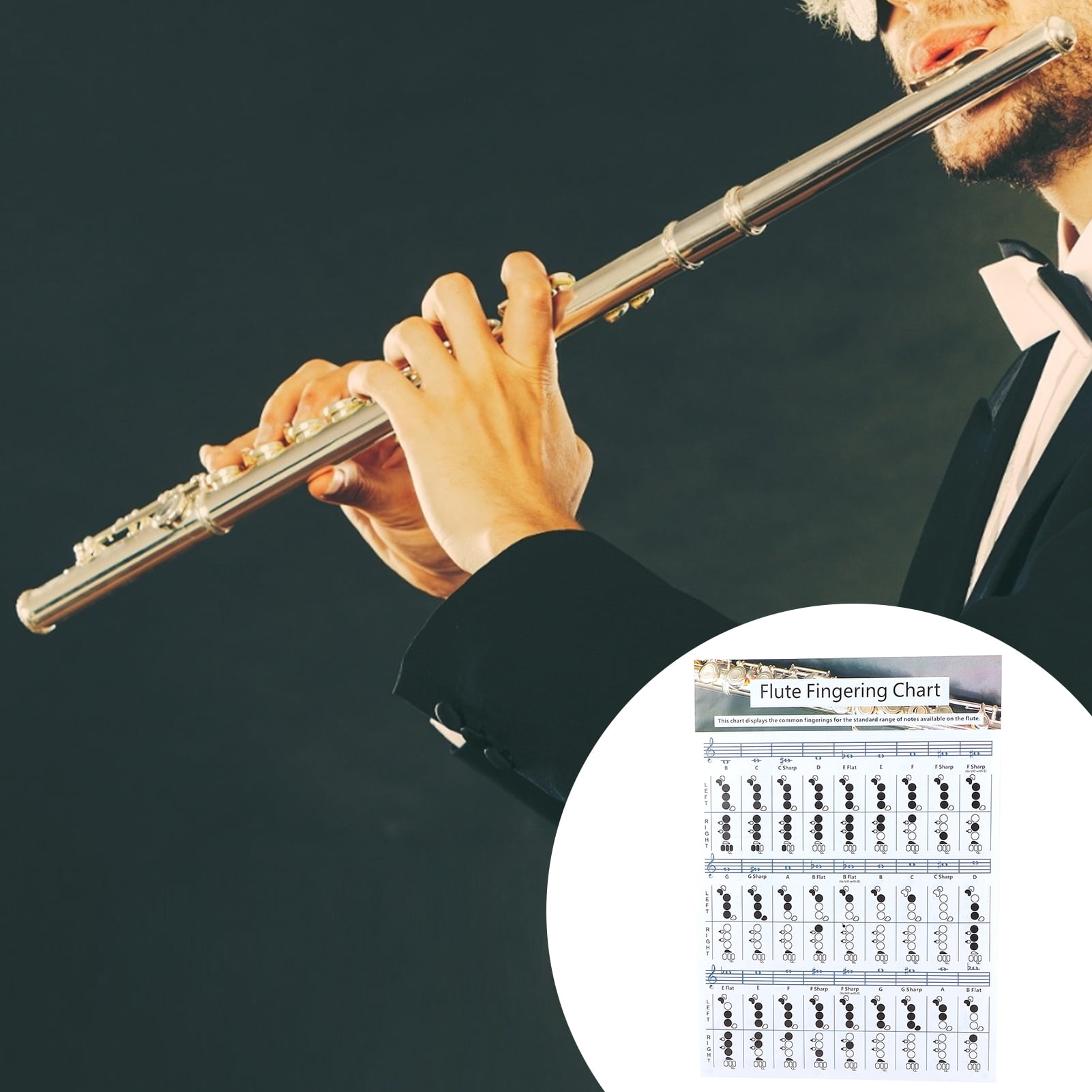 Flute Fingering Chart, Flute Chord Chart Teaching Aids For Beginners