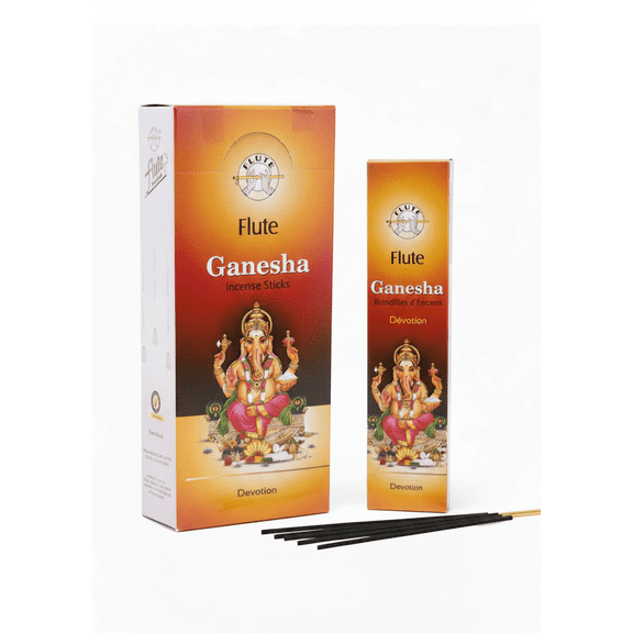 Flute Incense Sticks 6 Packs (120 Sticks Total) Long Lasting Indian Agarbatti for Puja, Relaxation, Meditation, Prayer & Home Fragrance