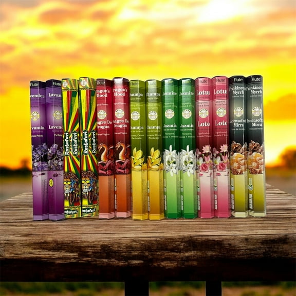 Flute Incense Sticks  Twin Set of 14 (280 Sticks)  Mystical & Floral Aromas for Deep Relaxation & Spiritual Rituals