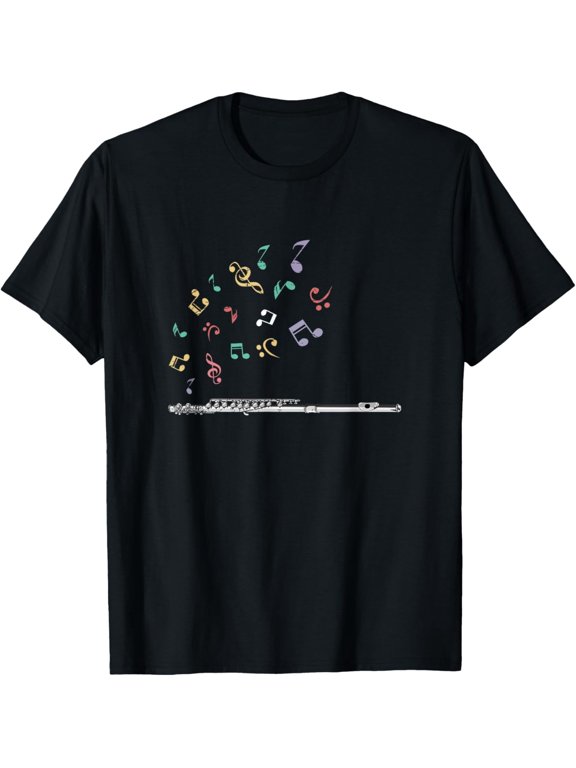Flute Musical Notes Graphic Cotton Men's Women's Tee Shirt