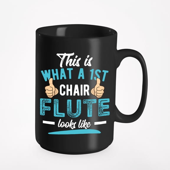 Flute Player, Black 15oz Ceramic Mug
