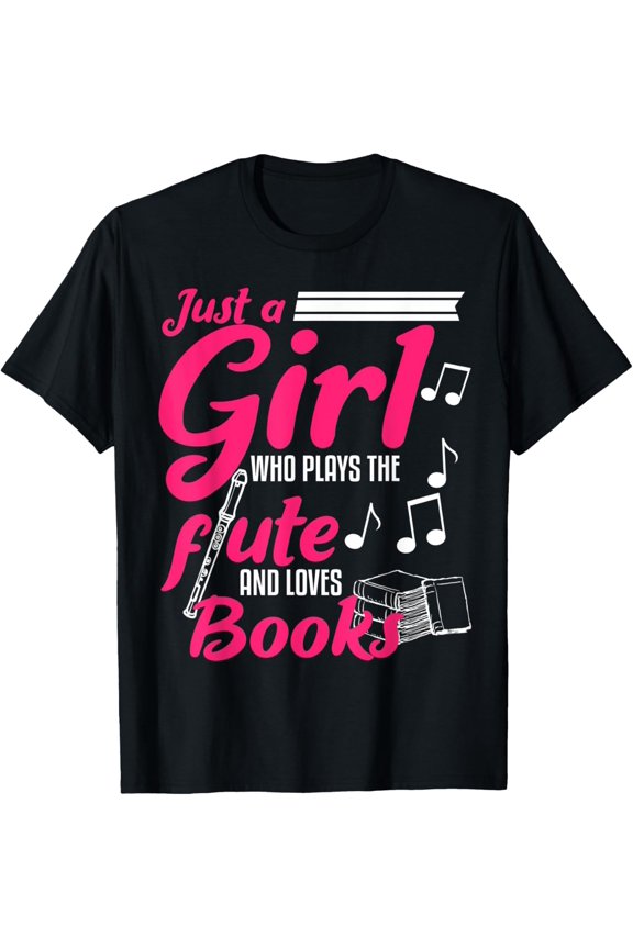 Flute Player Orchestra Marching Band Gift Book Lover Reader T-Shirt