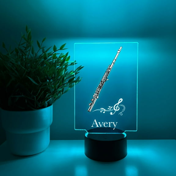 Flute Player Wind Instrument Night Light Up Table Lamp LED Personalized Custom, Gift For Musicians, Flautist, Flutist Music Band Lovers Gift