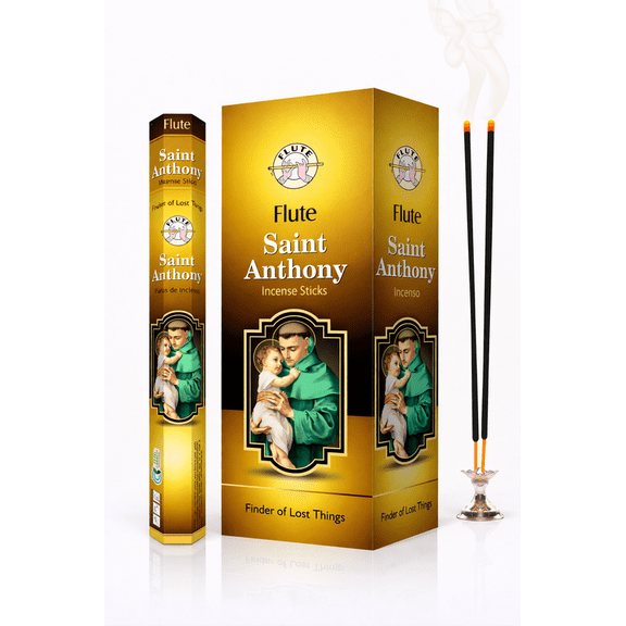 Flute Saint Anthony Incense Sticks – Handcrafted Indian Aromatic Incense – Long Lasting Home Fragrance – 6 Pack