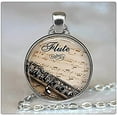 thumbnail image 1 of Flute and Music Pendant Flute Necklace Music Teacher Flautist Flute Necklace, 1 of 1