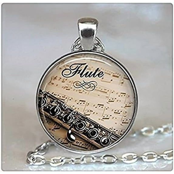 Flute and Music Pendant Flute Necklace Music Teacher Flautist Flute Necklace