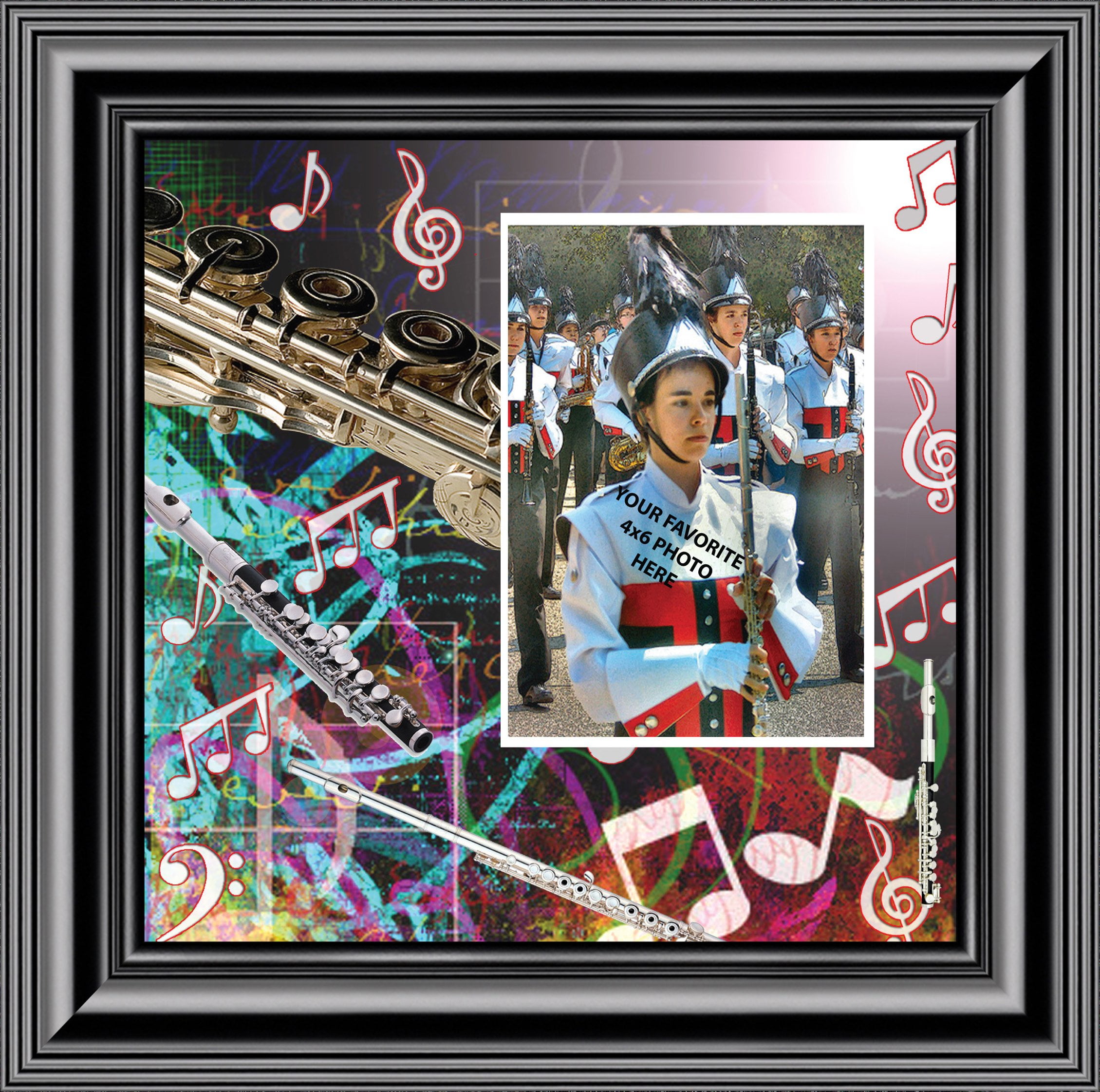 Band Frame Flute and Piccolo, Marching or Concert Band Personalized Picture Frame ...