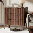 thumbnail image 1 of Fluted 3 Drawer Dresser for Bedroom 31.5" Wide Wooden Dresser TV Stand Modern Storage Organizer for Living Room, Hallway, Walnut, 1 of 9