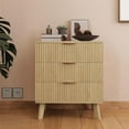 thumbnail image 1 of Fluted 3 Drawer Dressers, Modern Closet Dressers Chest of Drawers, Wood Storage Dresser Chest of Drawers Organizer for Bedroom Living Room Hallway Closet(Natural), 1 of 7
