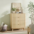 thumbnail image 1 of Fluted 3 Drawer Dressers, Modern Closet Dressers Chest of Drawers, Wood Storage Dresser Chest of Drawers Organizer for Bedroom Living Room Hallway Closet, Natural Oak, 1 of 7
