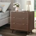 thumbnail image 1 of Fluted 3 Drawer Dressers, Modern Closet Dressers Chest of Drawers, Wood Storage Dresser Chest of Drawers Organizer for Bedroom Living Room Hallway Closet(Walnut), 1 of 12