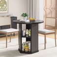 thumbnail image 1 of Fluted 31.5" Round Dining Table for 2-4, Modern Kitchen Table with 2-Tier Storage Shelf for Small Space, Black, 1 of 8