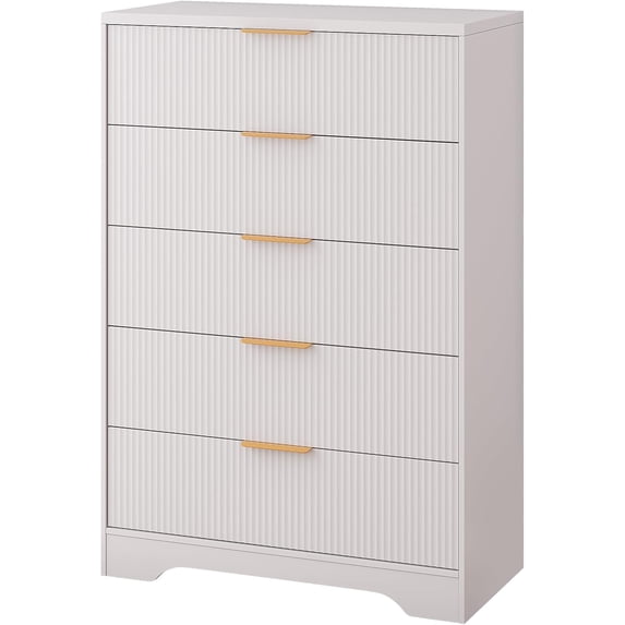 Fluted 5 Drawer Dresser for Bedroom, 47 in Tall Modern Chest of Drawers ...