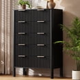 thumbnail image 1 of Fluted 5 Drawer Dresser for Bedroom 47" Wide Wooden Dresser TV Stand Modern Storage Organizer for Living Room, Hallway, Black, 1 of 9