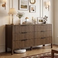 thumbnail image 1 of Fluted 6 Drawer Dresser for Bedroom 55" Wide Wooden Dresser TV Stand Modern Storage Organizer for Living Room, Hallway, Walnut, 1 of 12