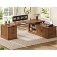 thumbnail image 1 of Fluted 70.9" L Shaped Computer Desk with 3 Drawers and Storage Cabinet, 1 of 7