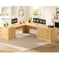 thumbnail image 1 of Fluted 78.7" L Shaped Computer Desk with 6 Drawers, Corner Office Desk, 1 of 7