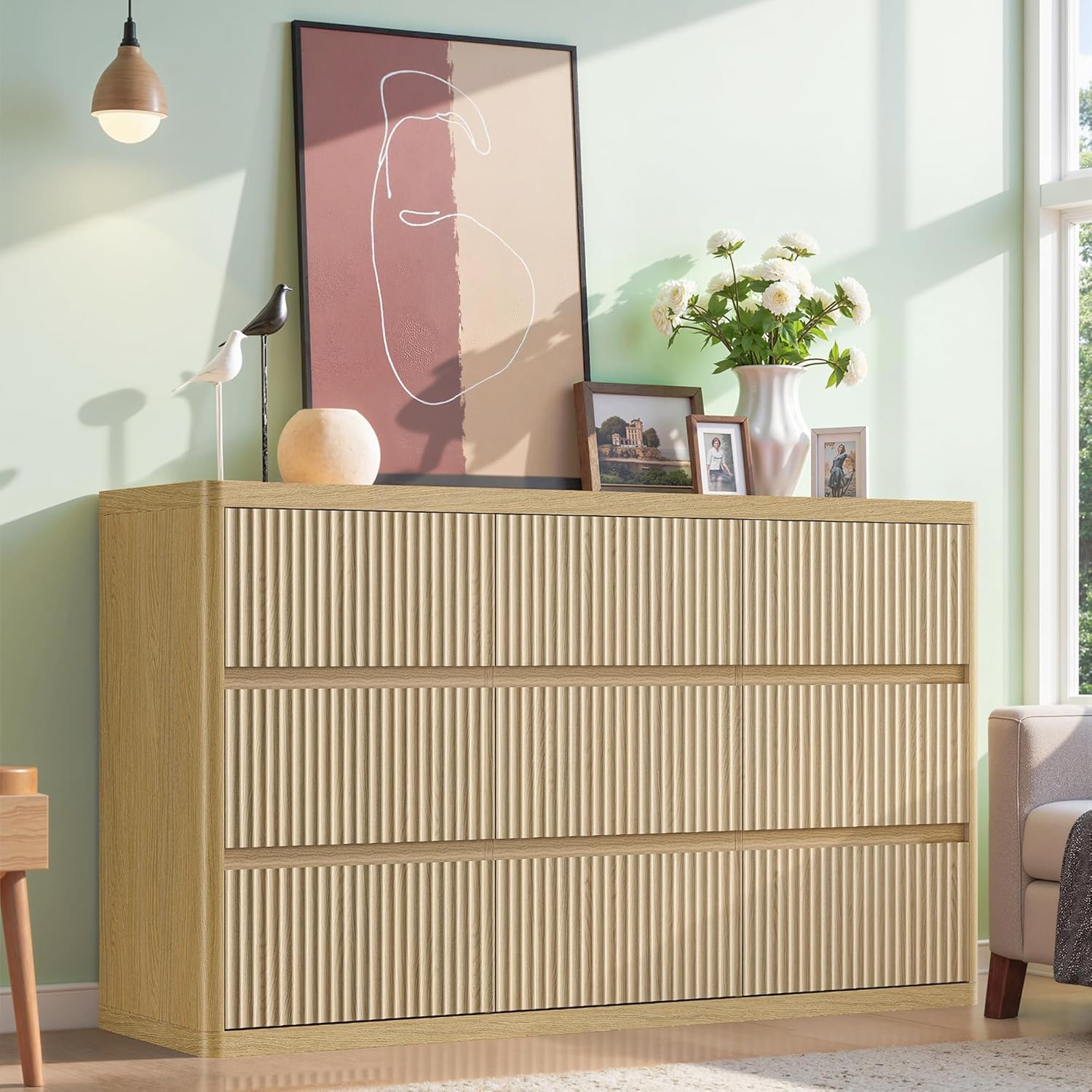 Fluted 9 Drawers Dresser, 57
