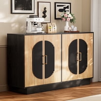 Fluted Buffet Cabinet with Storage, 58" Mid Century Modern Accent Sideboard with Adjustable Shelves, Large Credenza Storage Cabinet Console Table for Dining Room Kitchen Living Room