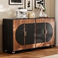 thumbnail image 1 of Fluted Buffet Cabinet with Storage, Large Accent Sideboard with 4 Doors & Adjustable Shelves 58" Modern Fluted Credenza Media Console Table for Living Room Kitchen Dining Room, 1 of 11