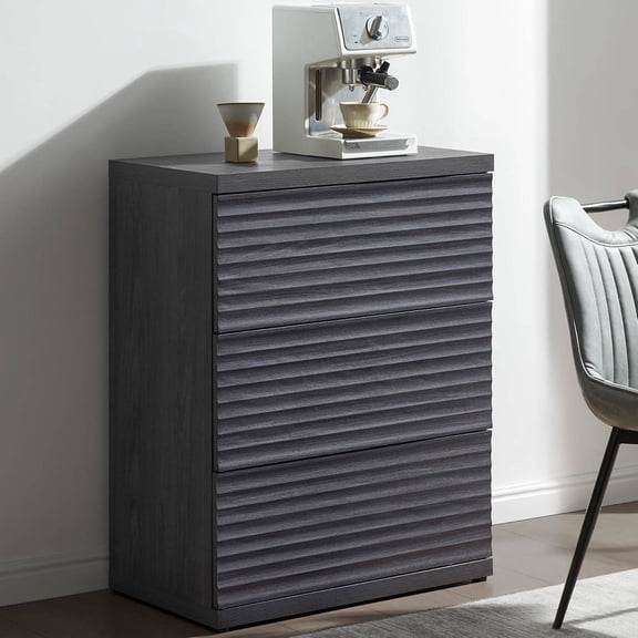 Fluted Buffet Cabinet with Storage, 3-Drawer Sideboard for Living Room, Kitchen, or Entryway