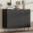 thumbnail image 1 of Fluted Buffet Sideboard with 3 Doors, Modern Accent Cabinet with Adjustable Shelves, Kitchen Storage with Golden Handles, Coffee Bar for Kitchen, Dining Room, Black, 1 of 9